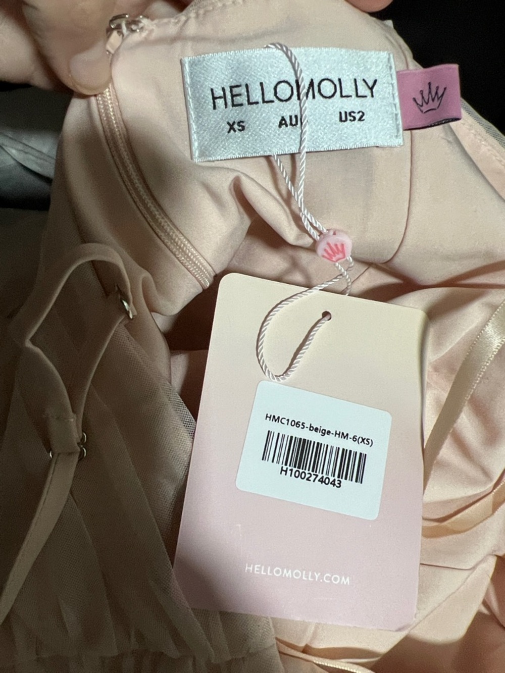 Hello Molly LOVELY DETAILS MINI DRESS PINK XS NEW Cocktail Light Pale Pink - Picture 6 of 6
